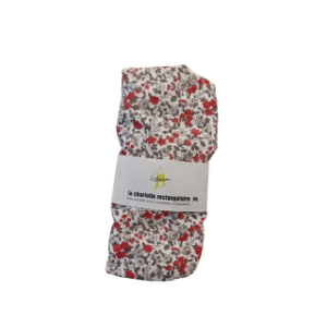 Charlotte alimentaire rectangulaire taille M tissu floral rouge gris Cabanon, lavable réutilisable | commercialisé par la boutique Tipi à Theux