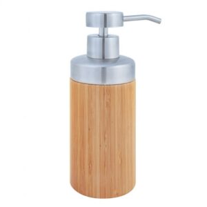 Distributeur de savon en bambou de la marque Kami Store avec pompe en acier inoxydable. Accessoire élégant et durable pour salle de bain ou cuisine zéro déchet | commercialisé par la boutique Tipi à Theux