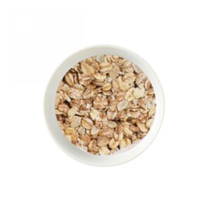 Bol rempli de flocons 5 céréales sur fond blanc. Mélange nutritif pour un petit déjeuner sain, source de fibres végétales | commercialisé par la boutique Tipi à Theux