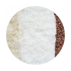 Trois types de riz (blanc, brun, rouge) présentés côte à côte. Riche en fibres et goût unique | commercialisé par la boutique Tipi à Theux