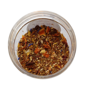 Pot de rooibos aux pétales colorés – Maori. Un mélange doux et floral à base de mangue et rose | commercialisé par la boutique Tipi à Theux