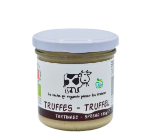 Pot de tartinade à la truffe bio de la marque Foodprint, 135g, avec couvercle violet clair. Recette onctueuse et raffinée, sans conservateurs | commercialisé par la boutique Tipi à Theux