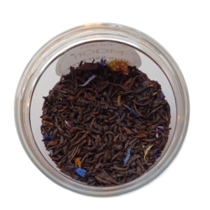 Bocal de thé noir Earl Grey fleuri – Maori. Mélange parfumé à base de fleurs séchées | commercialisé par la boutique Tipi à Theux